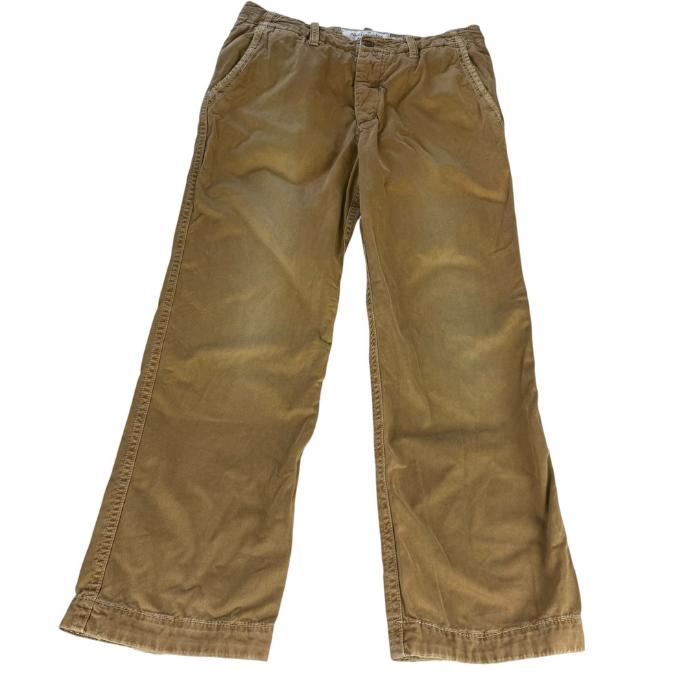 Abercrombie & Fitch Mens Chino Pants 36x32 Tan Brown Cotton Twill Straight Leg